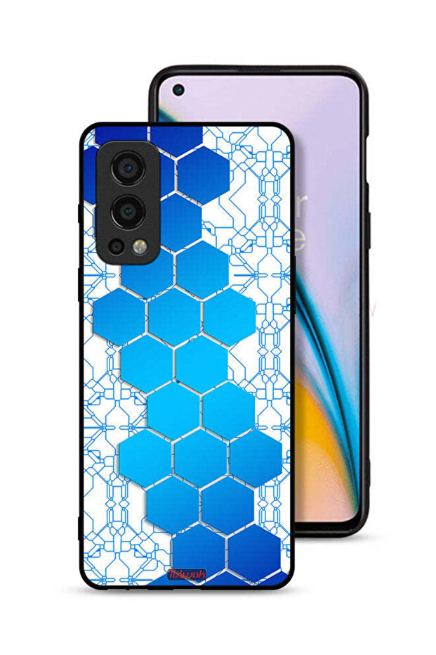 غطاء حماية لهاتف OnePlus Nord 2 5G بنمط شبكة أيقونات سداسية الشكل