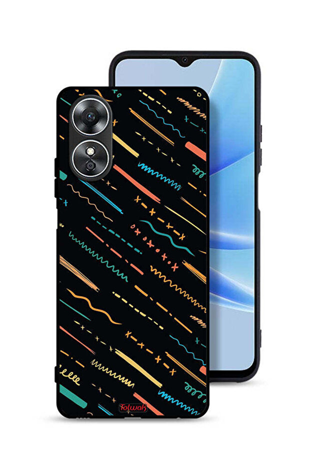 غطاء حماية لهاتف Oppo A17 بنمط خطوط X مجردة