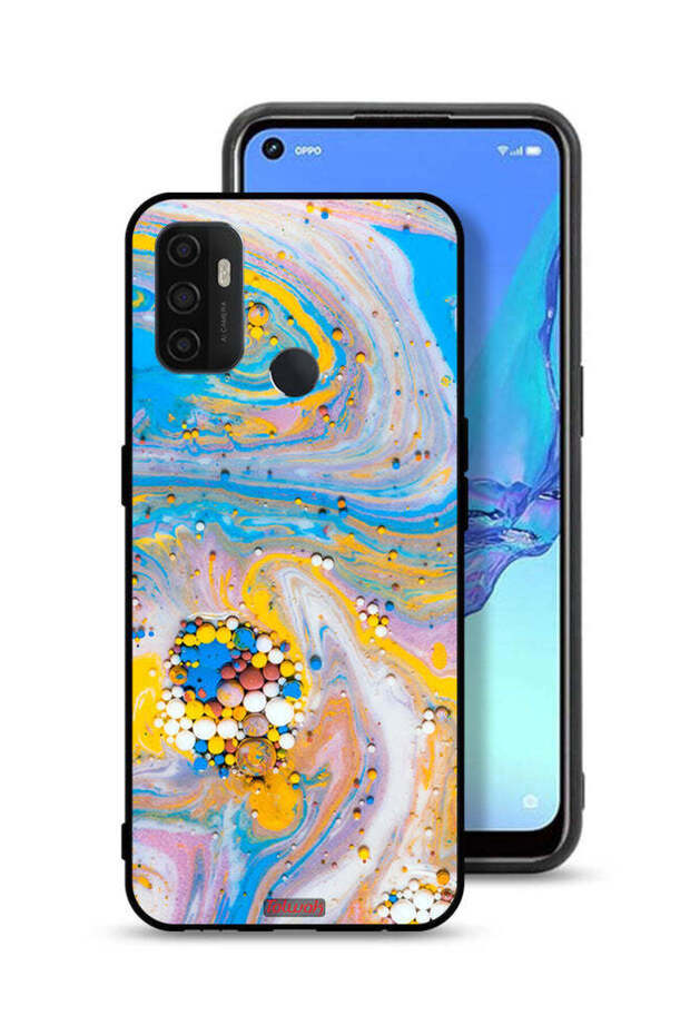 غطاء حماية لهاتف Oppo A32 بنقشة جواهر ملونة تجريدية