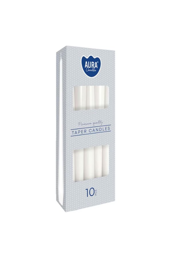 Lumanari Conice Bispol Alb, 10 buc/set