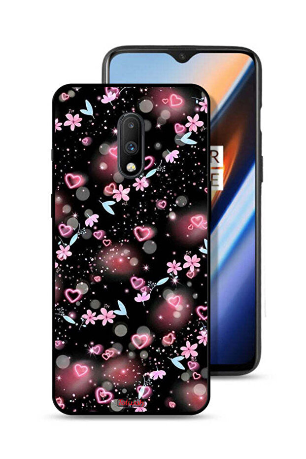 غطاء حماية لهاتف OnePlus 7 برسومات قلوب وأزهار صغيرة