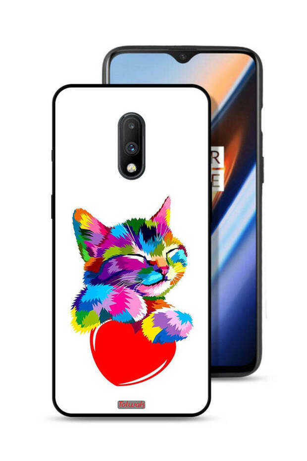 OnePlus 7 Protective Case Cover Colourful Kitten