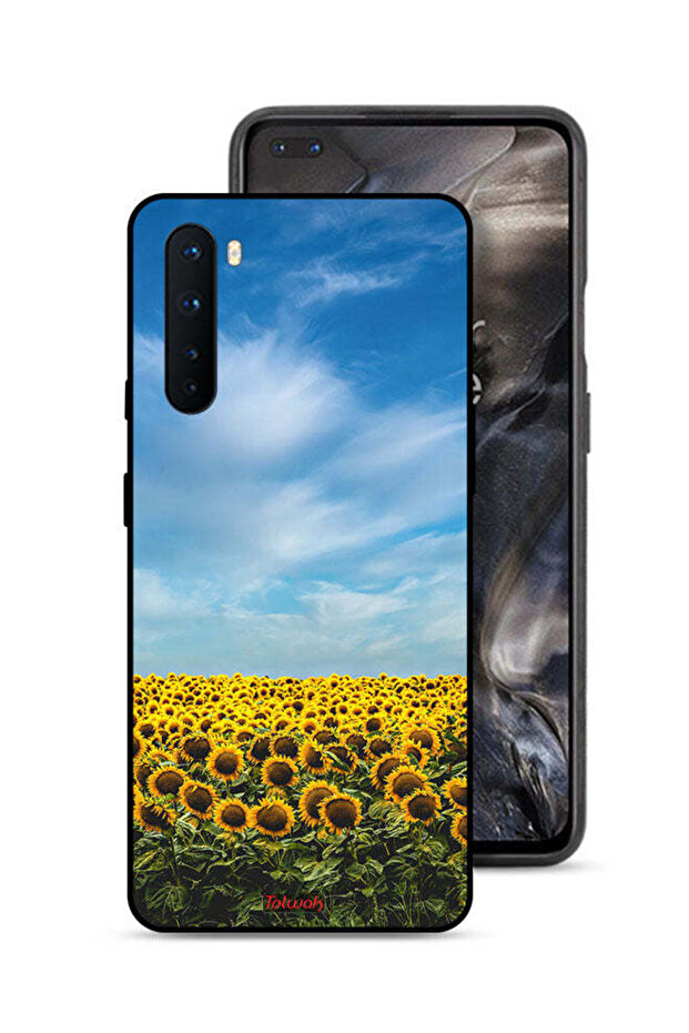 غطاء حماية لهاتف OnePlus Nord بتصميم عباد الشمس تحت السماء