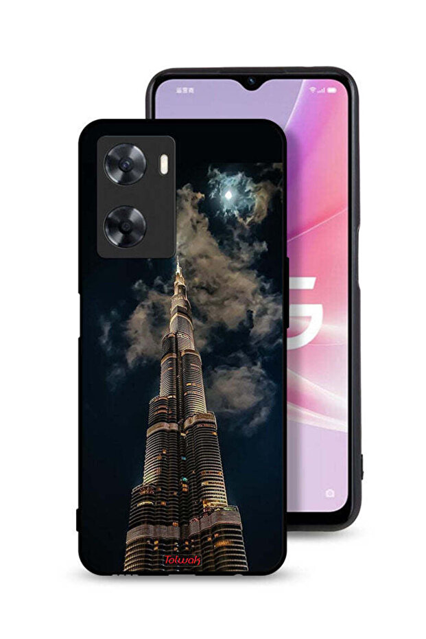 غطاء حماية لهاتف Oppo A57s برسومات برج خليفة في الليل