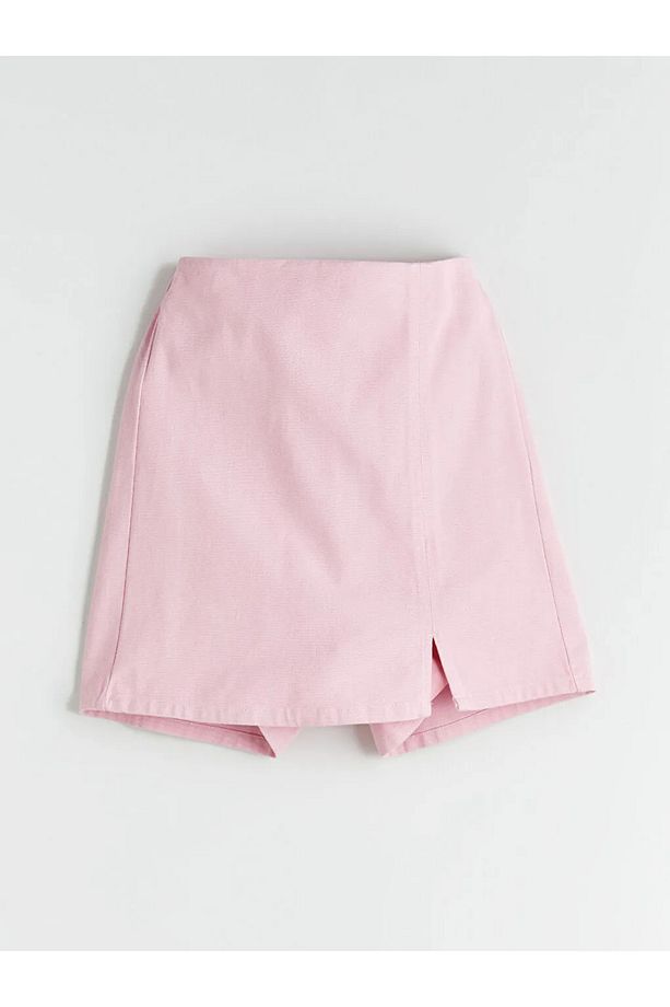LCW Comfort Pembe Beli Lastikli Kadın Jean Şort Etek - 1