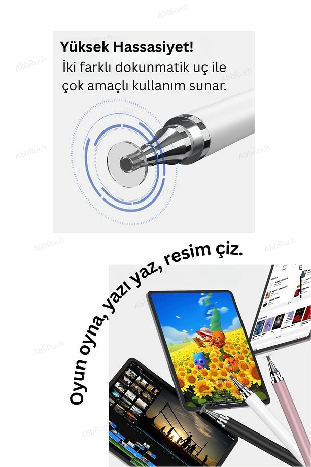 2in1 Dokunmatik Stylus Disk Pen Ve Silikon Tablet Kalemi Telefon Tüm Dokunmatik Ekranlara Uyumlu - 2