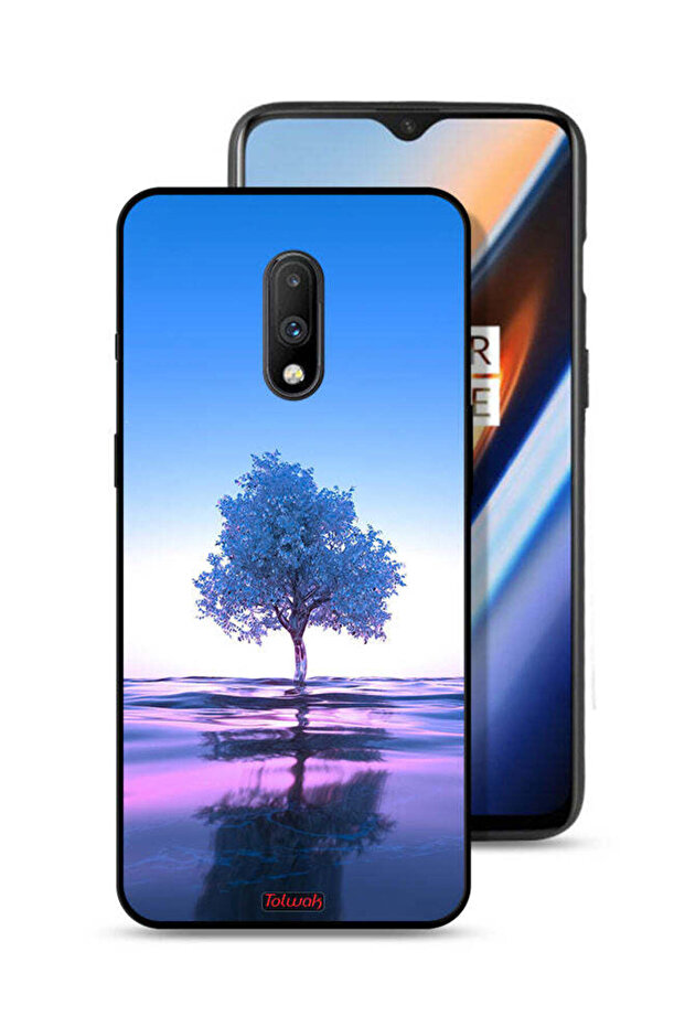 OnePlus 7 Protective Case Cover Tree Neon Body Of Water Reflection Digital Art