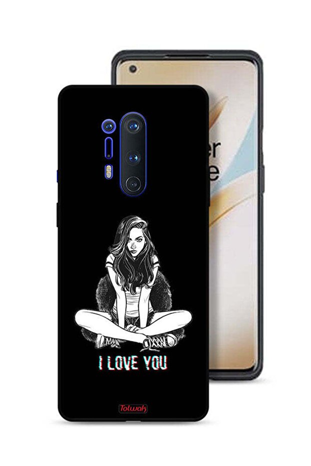 غطاء حماية لهاتف OnePlus 8 Pro مطبوع عليه عبارة "أحبك"