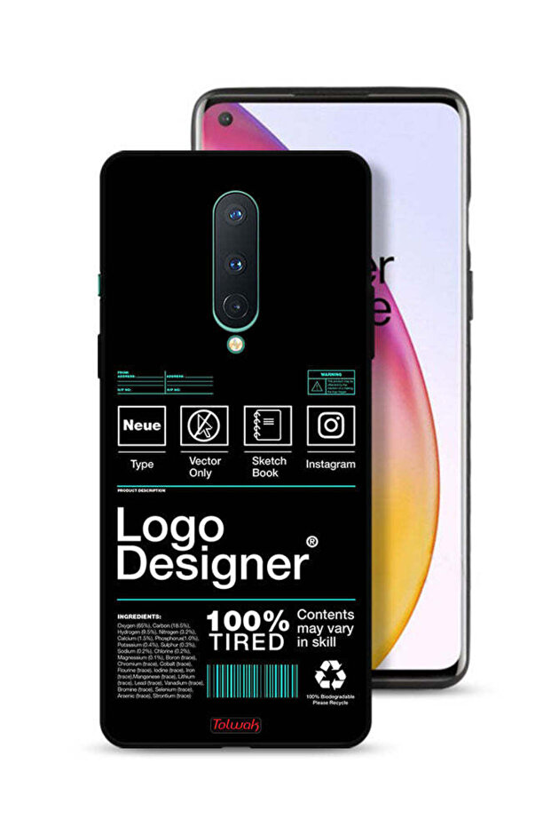 غطاء حماية لهاتف OnePlus 8 مع ملصق شعار مصمم