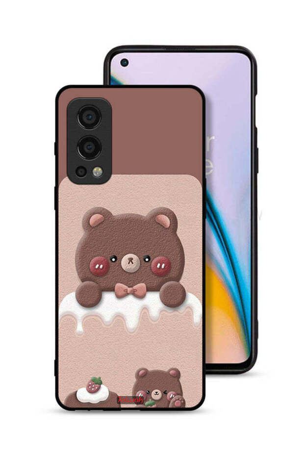 غطاء حماية لهاتف OnePlus Nord 2 5G بتصميم دب الفراولة
