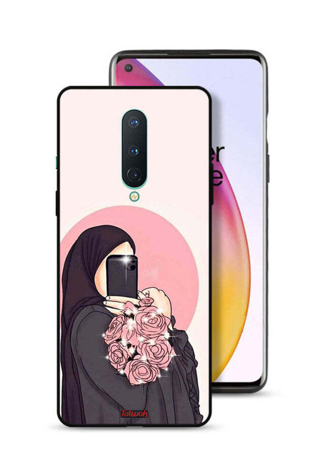 غطاء حماية لهاتف OnePlus 8 مع فن التقاط صور سيلفي أثناء حمل الزهور