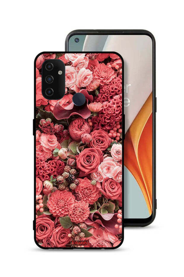غطاء حماية لهاتف OnePlus Nord N100 بلون الخوخ والورود