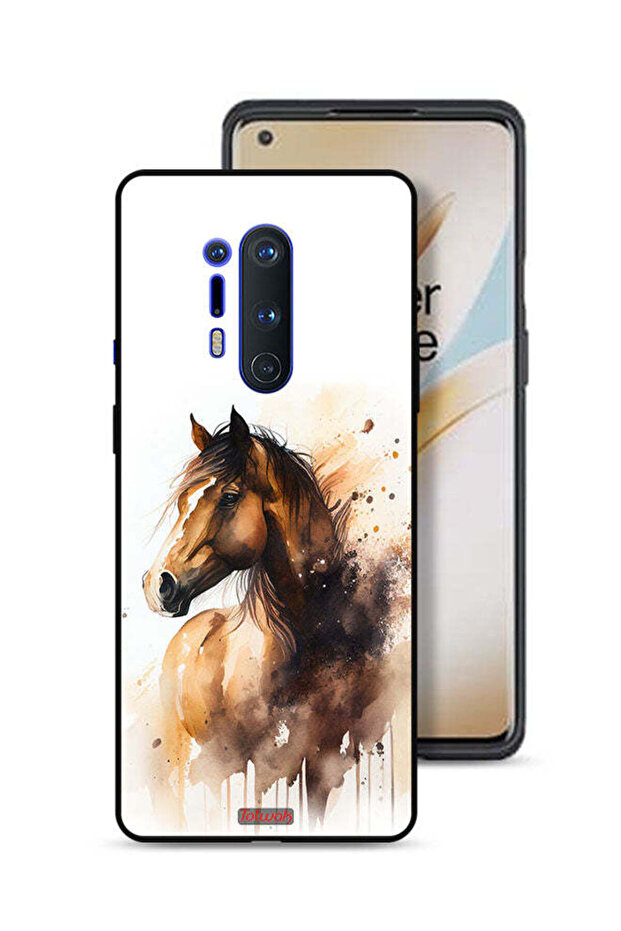 غطاء حماية لهاتف OnePlus 8 Pro بتصميم فن تجريدي للخيول