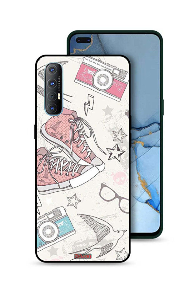 Oppo Reno3 Pro 4G Protective Case Cover Canva Shoes And Camera Art