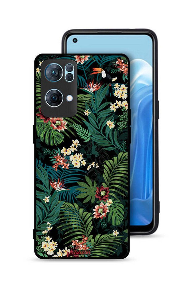 غطاء حماية لهاتف Oppo Reno7 Pro 5G بنقشة أوراق استوائية