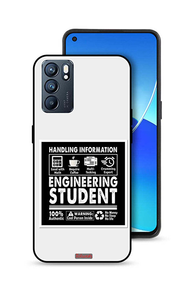 غطاء حماية لهاتف Oppo Reno6 5G ملصق طالب هندسة