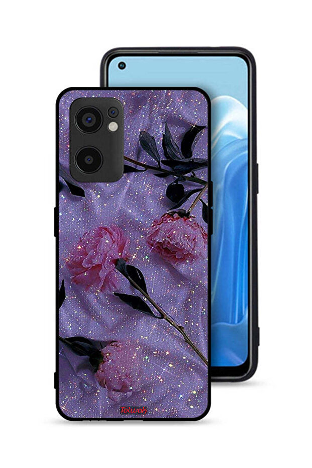غطاء حماية لهاتف Oppo Reno7 SE 5G بنقشة ورود لامعة
