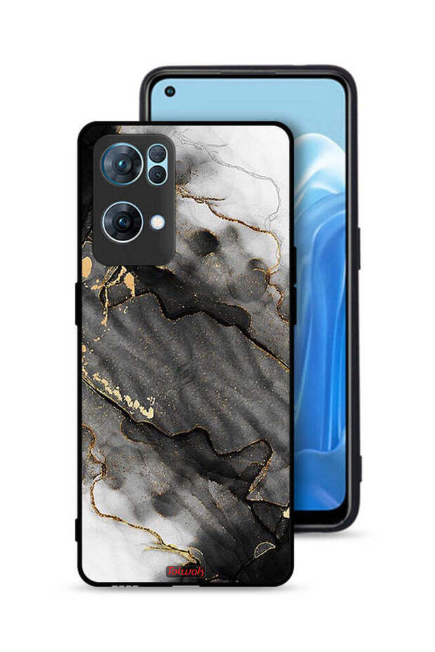غطاء حماية لهاتف Oppo Reno7 Pro 5G بلون رخامي لامع