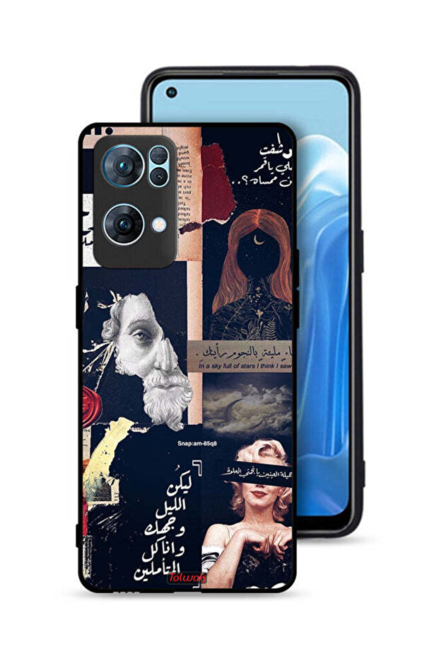 غطاء حماية لهاتف Oppo Reno7 Pro 5G بعبارات عربية ووجوه مقطوعة