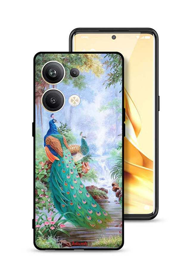 غطاء حماية لهاتف Oppo Reno9 Pro Plus 5G بنقشة الطاووس