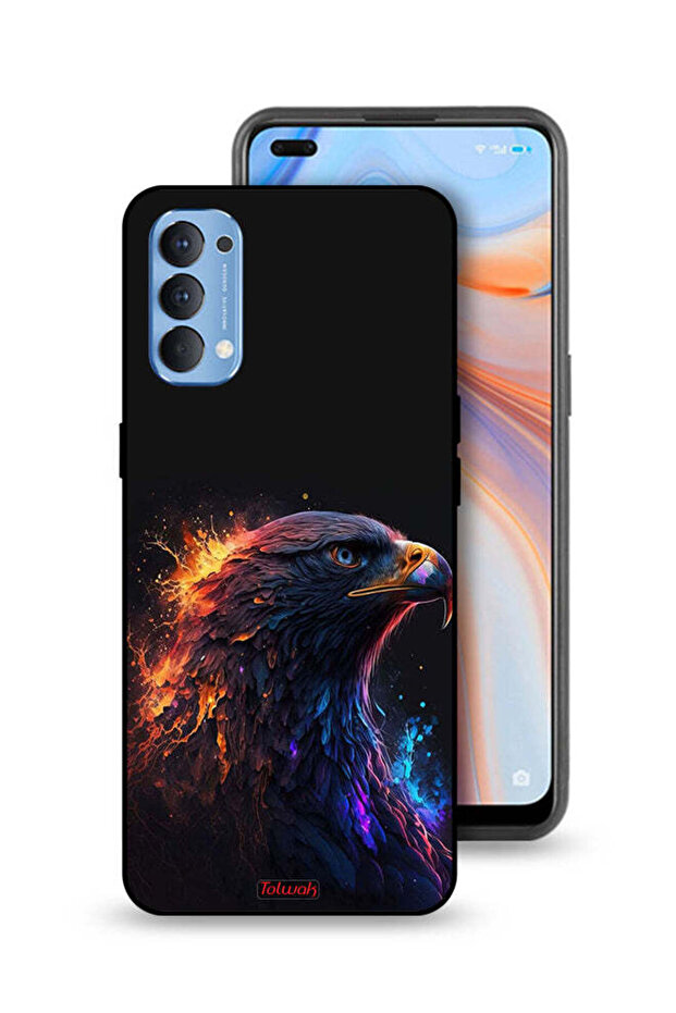 غطاء حماية لهاتف Oppo Reno4 4G بنقشة النسر