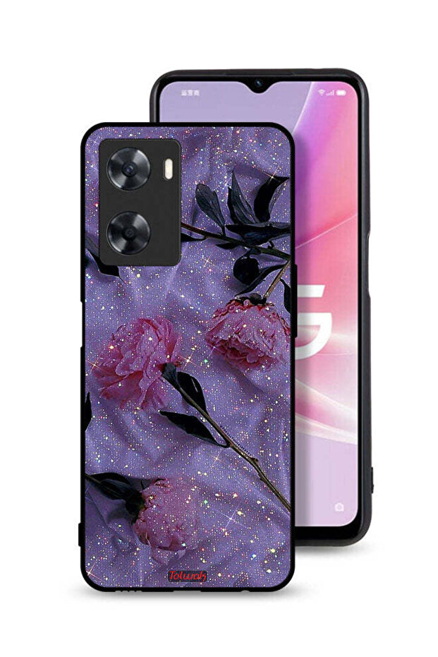 غطاء حماية لهاتف Oppo A57s بنقشة ورود لامعة