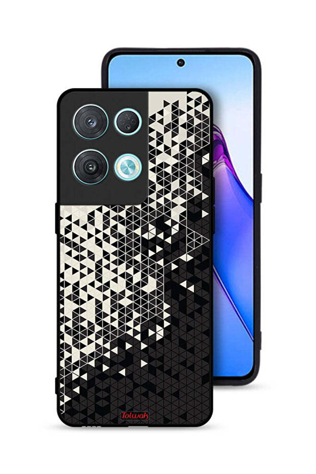 غطاء حماية لهاتف Oppo Reno8 Pro 5G بنمط مثلث فني رقمي