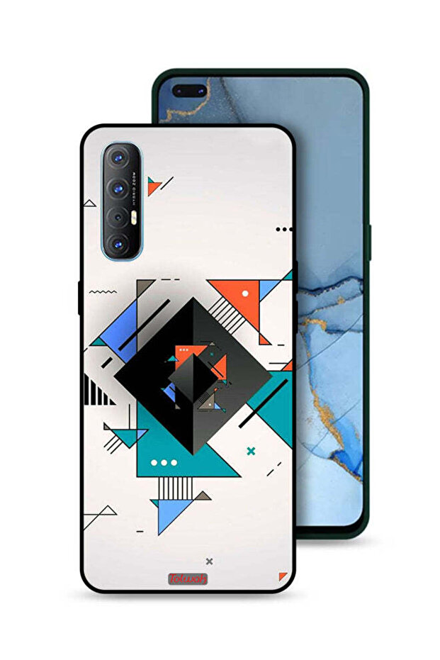 غطاء حماية لهاتف Oppo Reno3 Pro 4G بأشكال مربعة ومثلثة ونمط تجريدي