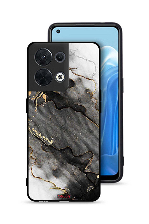 غطاء حماية لهاتف Oppo Reno8 5G بلون رخامي لامع