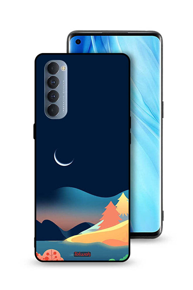 غطاء حماية لهاتف Oppo Reno4 Pro 4G برسم تجريدي للقمر