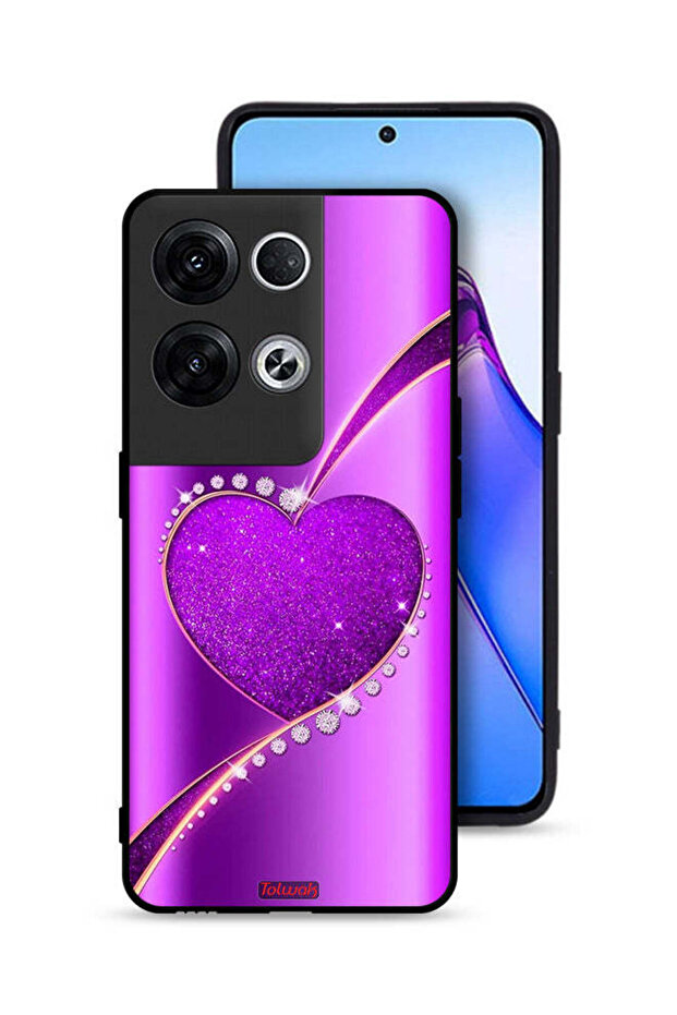 غطاء حماية لهاتف Oppo Reno8 Pro Plus 5G بنقشة قلب لامع