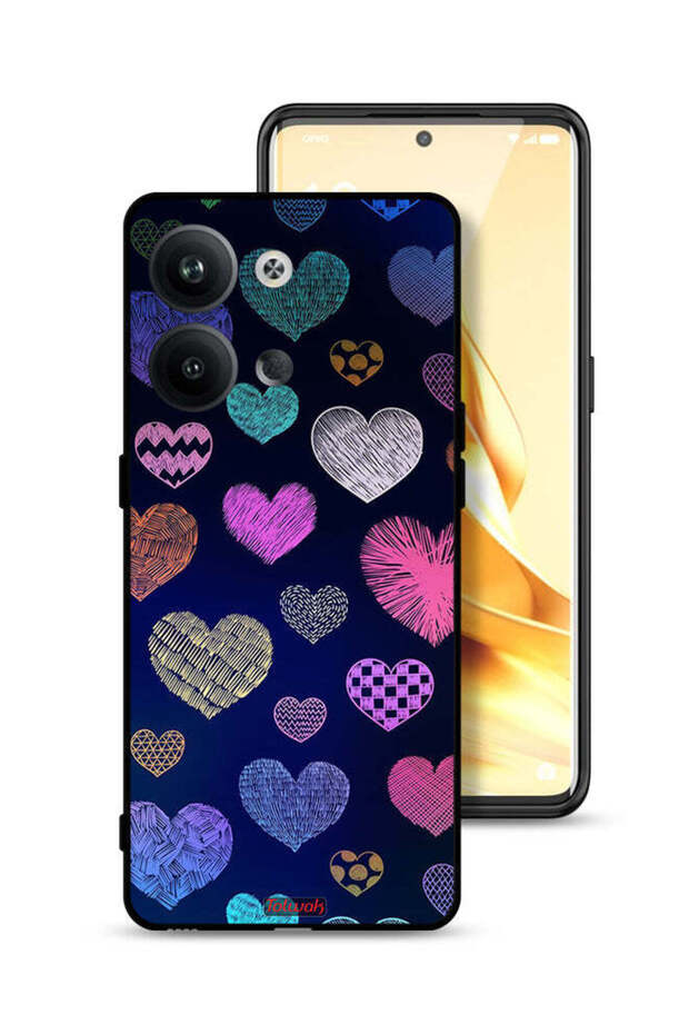 غطاء حماية لهاتف Oppo Reno9 5G بنقشة قلوب داجا