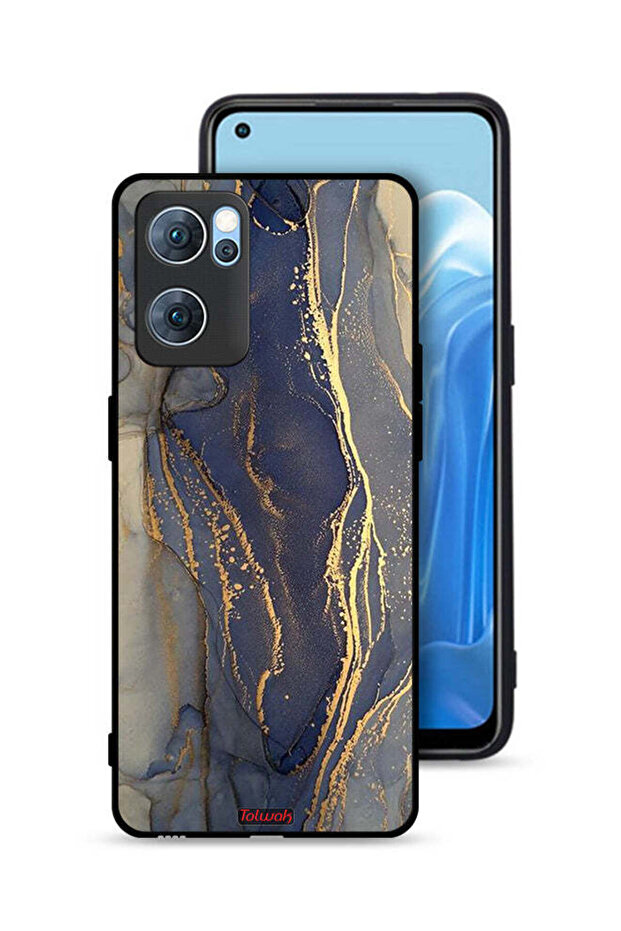 غطاء حماية لهاتف Oppo Reno7 5G بنمط رخامي لامع - 1