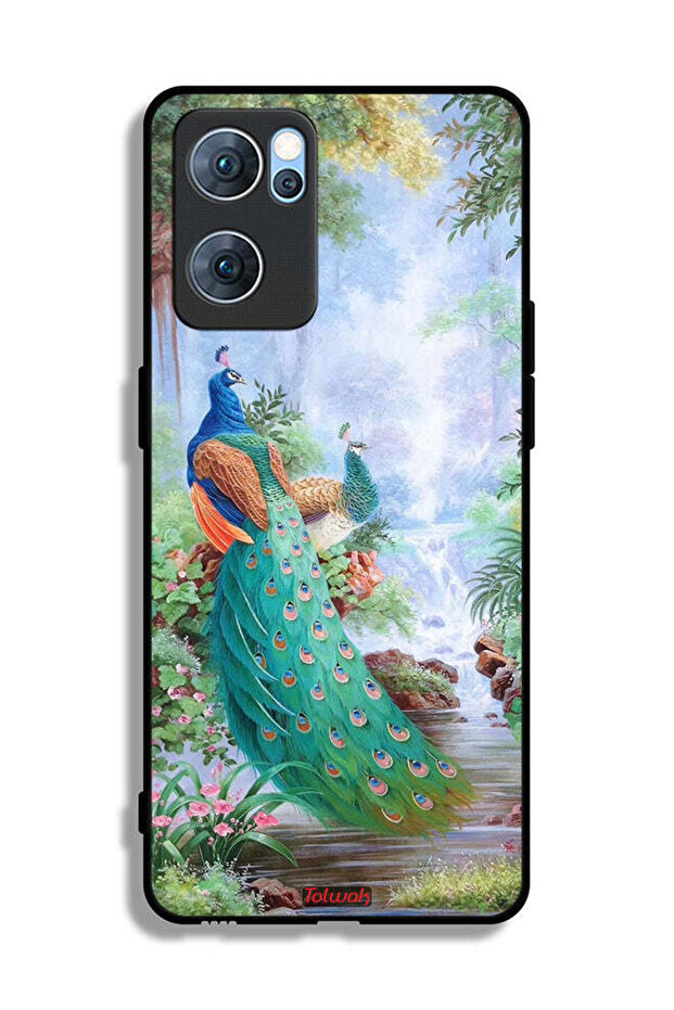 غطاء حماية لهاتف Oppo Reno7 5G بتصميم الطاووس - 2