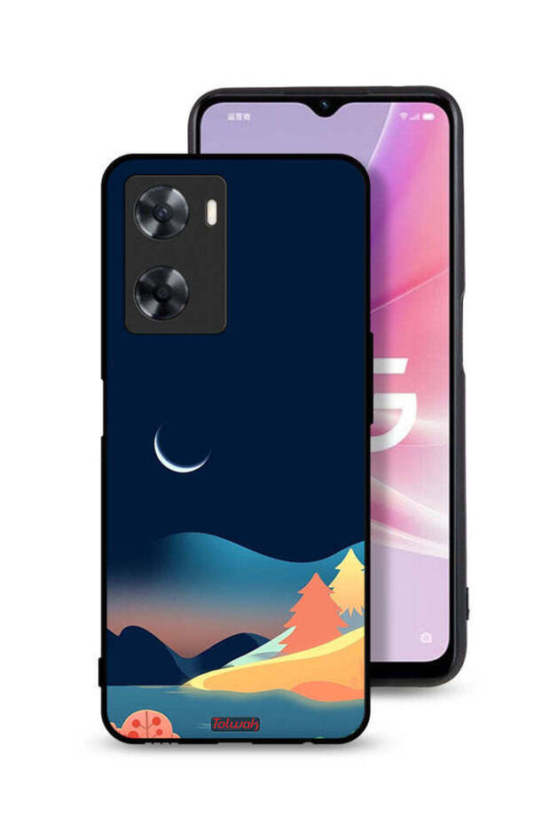 غطاء حماية لهاتف Oppo A57s - رسم تجريدي للقمر