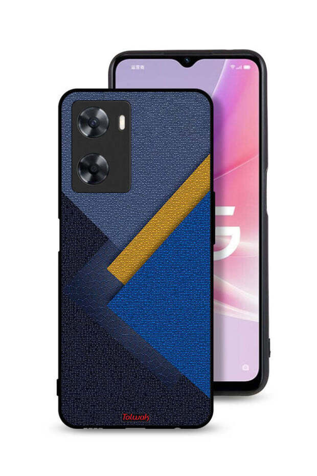 غطاء حماية لهاتف Oppo A77s بنقشة مثلثات جلدية