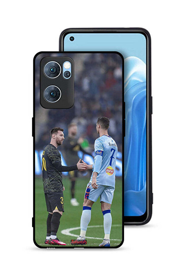 غطاء حماية لهاتف Oppo Reno7 5G ميسي ورونالدو