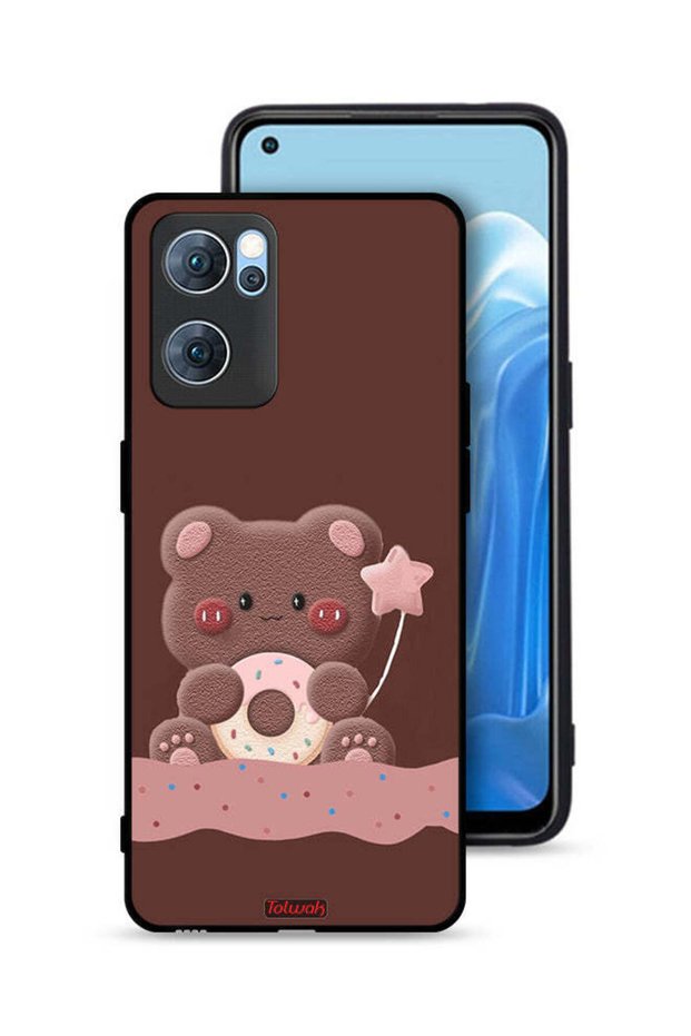 غطاء حماية لهاتف Oppo Reno7 5G بتصميم دب دونات