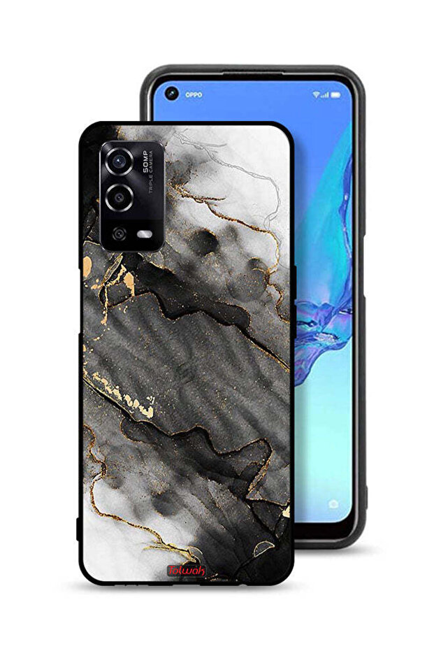 غطاء حماية لهاتف Oppo A55 4G بلون رخامي لامع