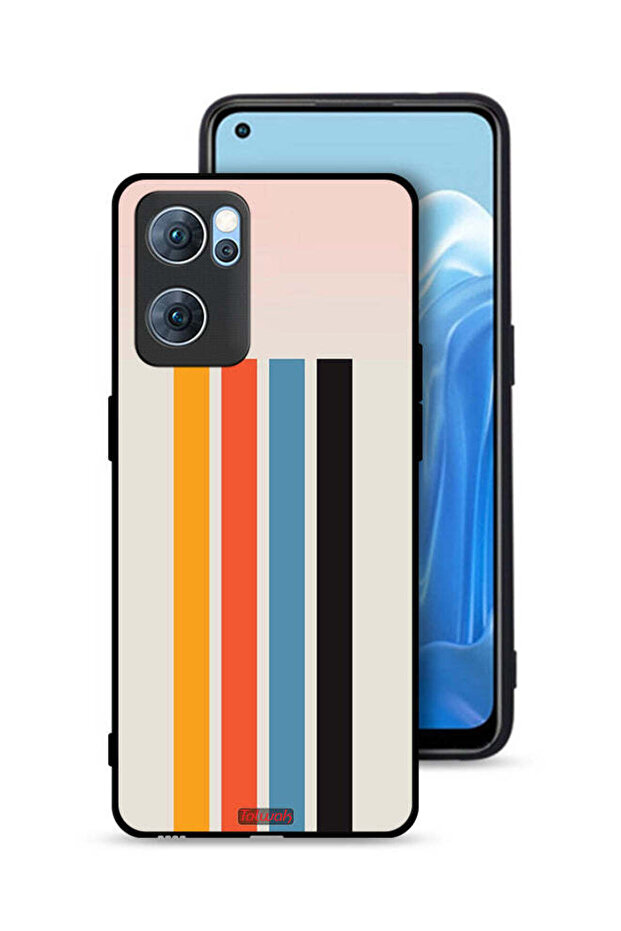 غطاء حماية لهاتف Oppo Reno7 5G بنمط خطوط مستقيمة - 1