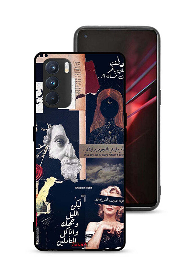 غطاء حماية لهاتف Oppo K9 Pro بعبارات عربية ووجوه مقطوعة
