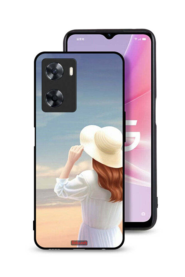 غطاء حماية لهاتف Oppo A57s بنقشة قبعة فتاة واقفة