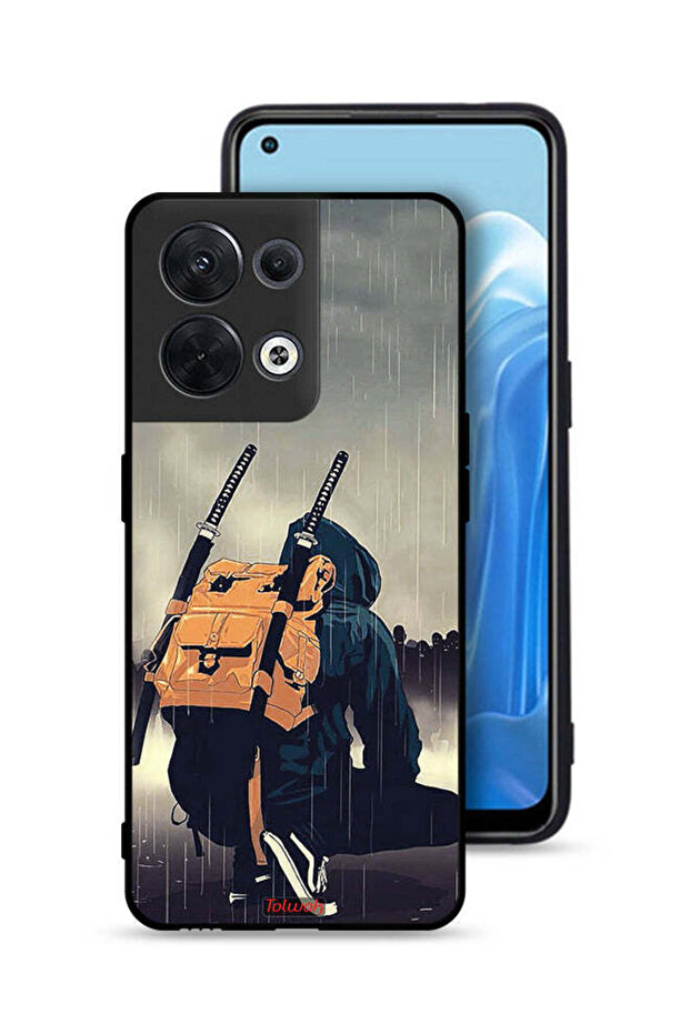 غطاء حماية لهاتف Oppo Reno8 5G بتصميم سيف ساموراي رقمي