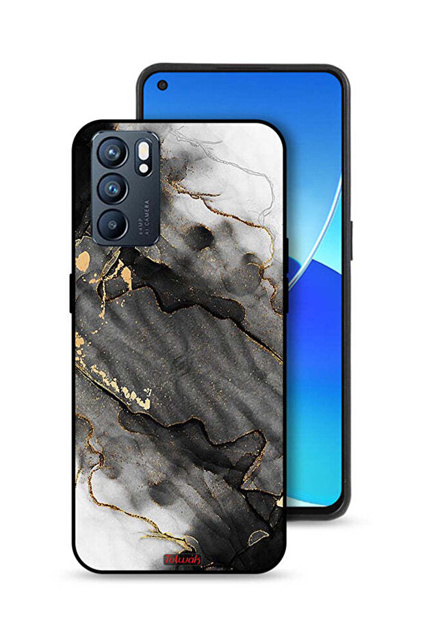 غطاء حماية لهاتف Oppo Reno6 5G بلون رخامي لامع