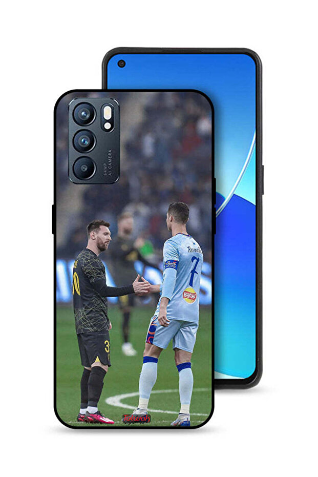 غطاء حماية لهاتف Oppo Reno6 5G ميسي ورونالدو