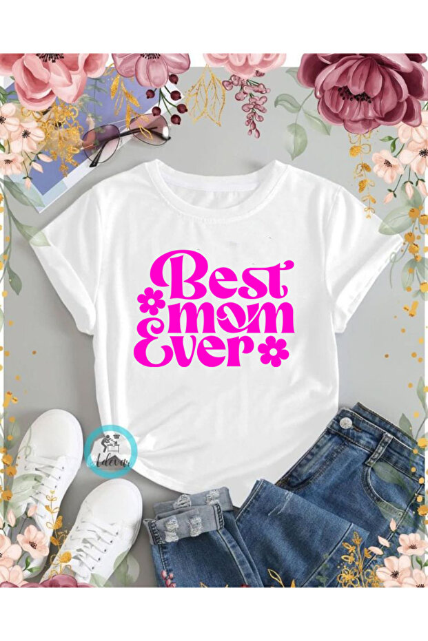 Mama Printed Circle Neck Cotton Normal Fit Women's Tshirt