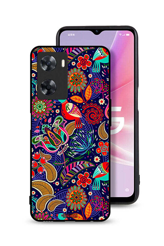 غطاء حماية لهاتف Oppo A77s بنقشة طيور وزهور