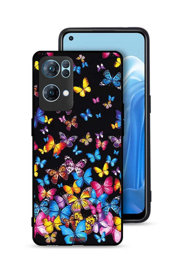 غطاء حماية لهاتف Oppo Reno7 Pro 5G بنقشة فراشات ملونة