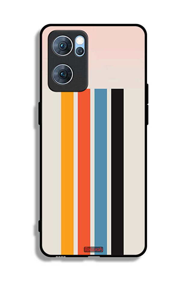 غطاء حماية لهاتف Oppo Reno7 5G بنمط خطوط مستقيمة - 2