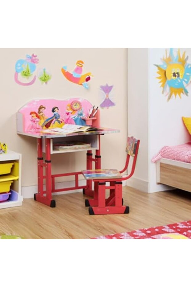 مكتب دراسة للأطفال قابل للتعديل، وردي - 8